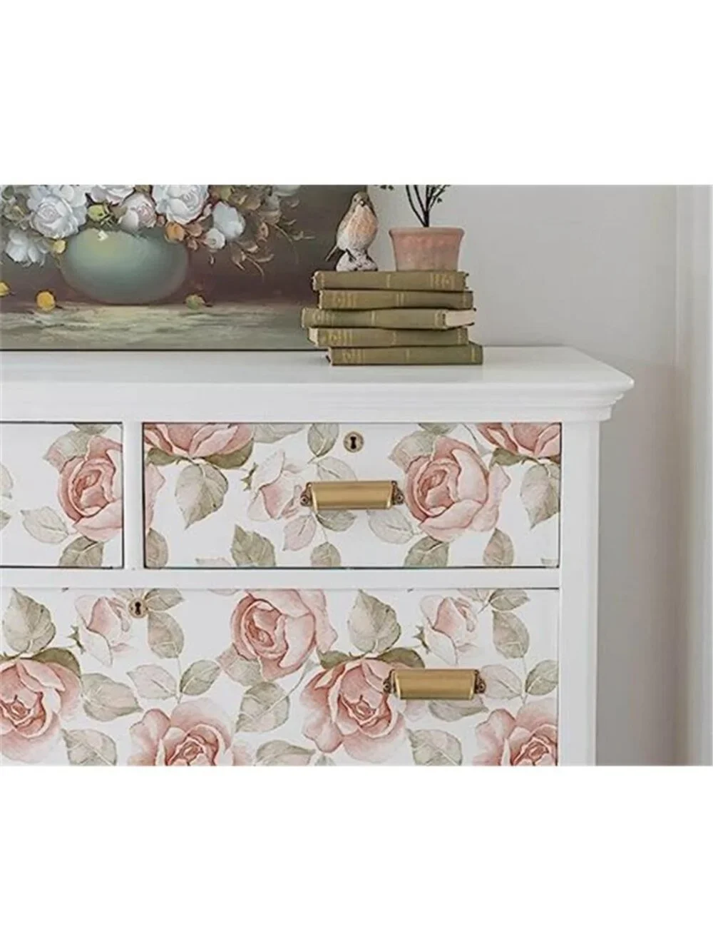 Pink Rose Floral Peel Stick Wallpaper Vintage Waterproof Removable Contact Paper